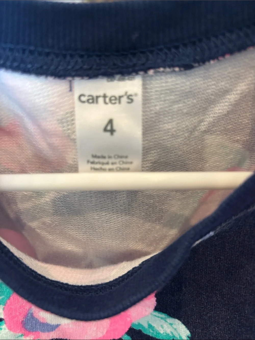 Carter's Navy Top with Pink Floral Print